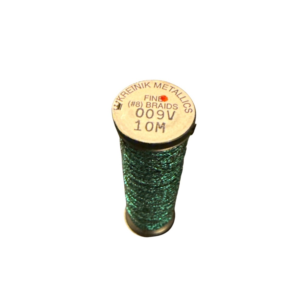 Kreinik Fine #8 Braid Metallic Thread 10M 009V vintage emerald Embroidery Supply